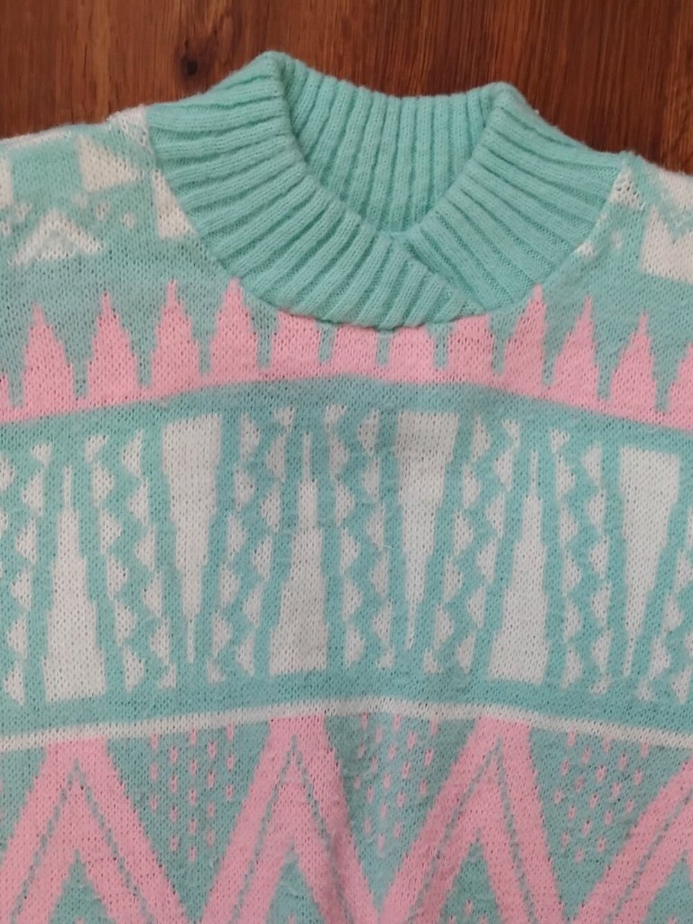 Vintage Zig Zag Pastel Geometric Stripes Crewneck Sweater Fairy Kei